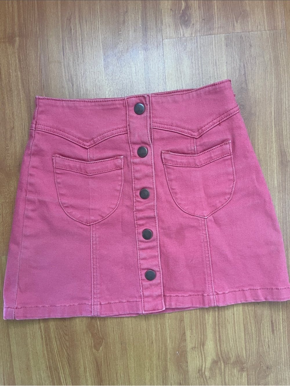 Forever 21 Rose Pink Button-Front Mini Skirt